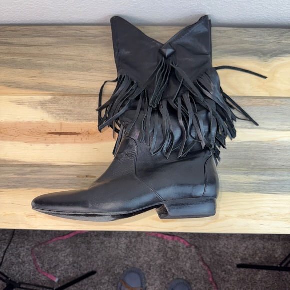 Pour La Victoire Black Fringe Heeled Boots - Picture 8 of 10